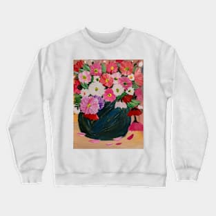 A lovely boutique of flowers in a blue vase . Crewneck Sweatshirt